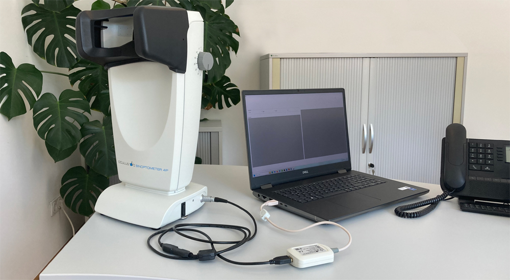 Binoptometer mit Notebook