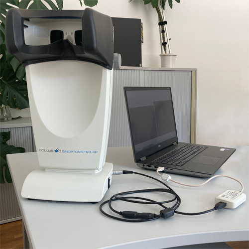 Binoptometer mit Notebook